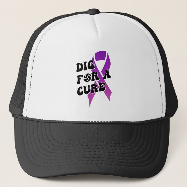Dig For A Cure, Breast Cancer Awareness Volleyball Trucker Hat (Front)