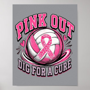 Dig For A Cure Volleyball Breast Cancer Awareness Poster