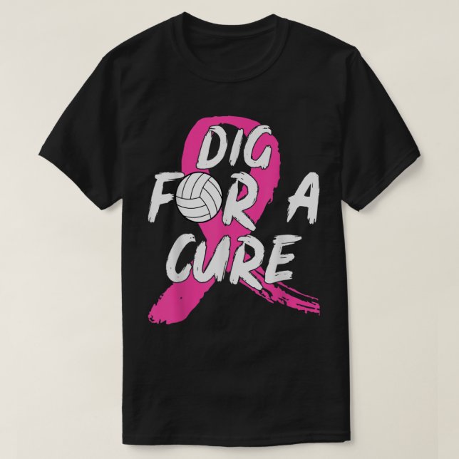 Dig For A Cure Volleyball Breast Cancer Awareness  T-Shirt (Design Front)