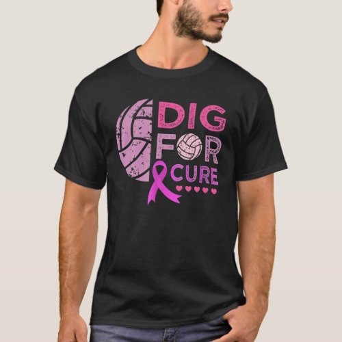 Dig For A Cure Volleyball Team Breast Cancer Aware T_Shirt