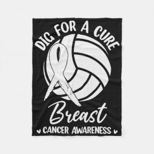Dig For Cure Ribbon Volleyball Breast Cancer Aware Fleece Blanket