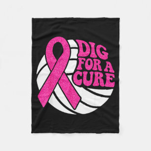 Dig For Nk Ribbon Volleyball Breast Cancer Awarene Fleece Blanket