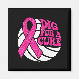 Dig For Nk Ribbon Volleyball Breast Cancer Awarene Magnet