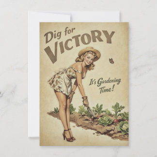 Dig for Victory Vintage Gardening Pinup Note Card