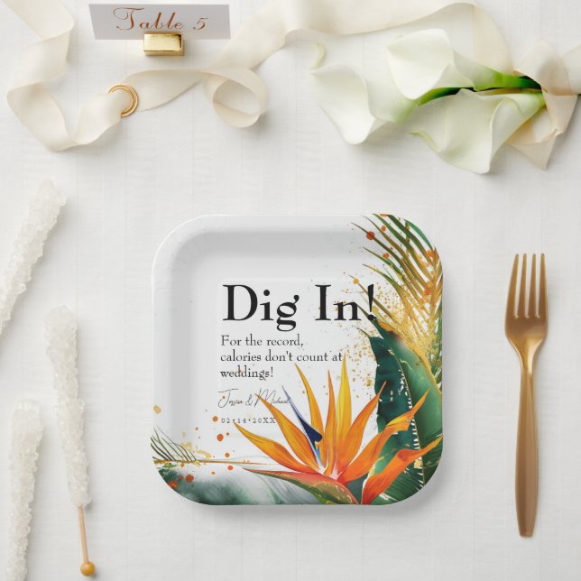 Dig in! Birds of Paradise Bliss Paper Plates (Wedding)
