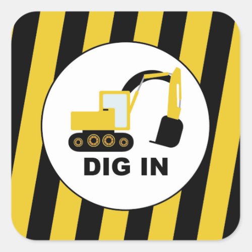 Dig In Birthday Celebration Construction Square Sticker