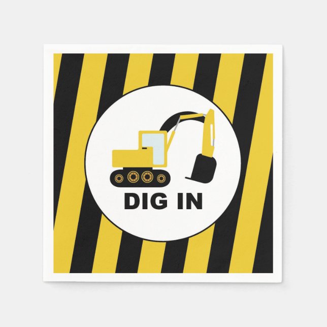 Dig In birthday party excavators Napkins (Front)