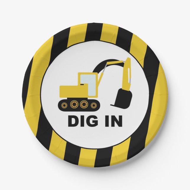 Dig In Children's Birthday Paper Plates (Front)