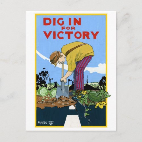 Dig In For Victory Postcard