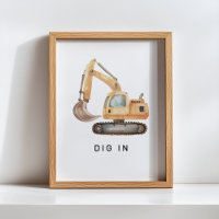 Dig In Minimal Construction Truck Birthday Sign