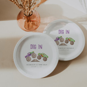 DIG IN Monster Trucks Birthday Paper Plates