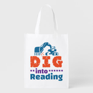 Dig Into Reading Teacher Librarian Library Grocery Bag