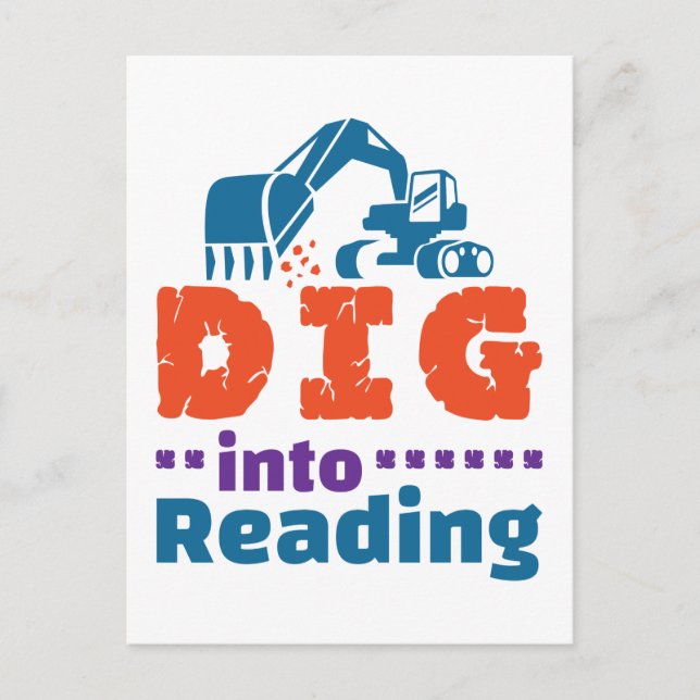 Dig Into Reading Teacher Librarian Library Postcard (Front)