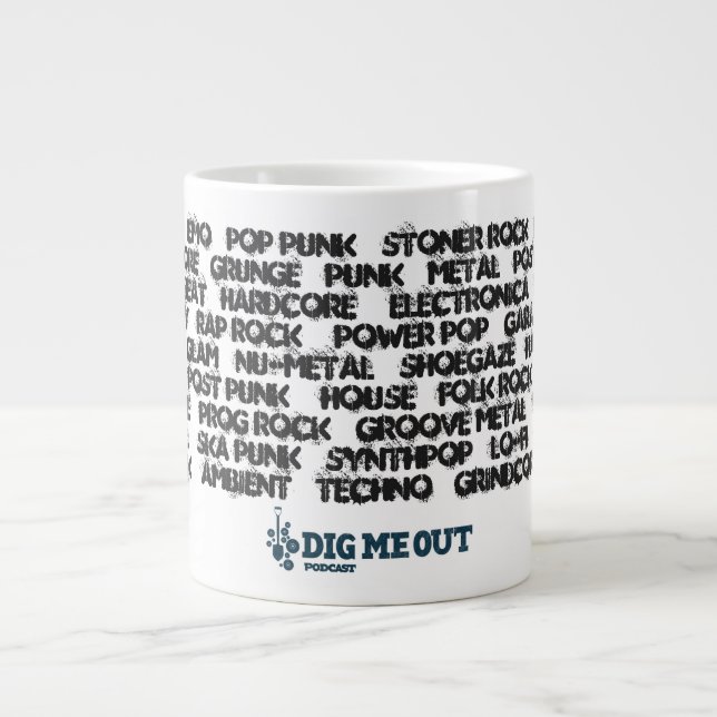 Dig Me Out '90s Music Genres Jumbo Coffee Cup (Front)