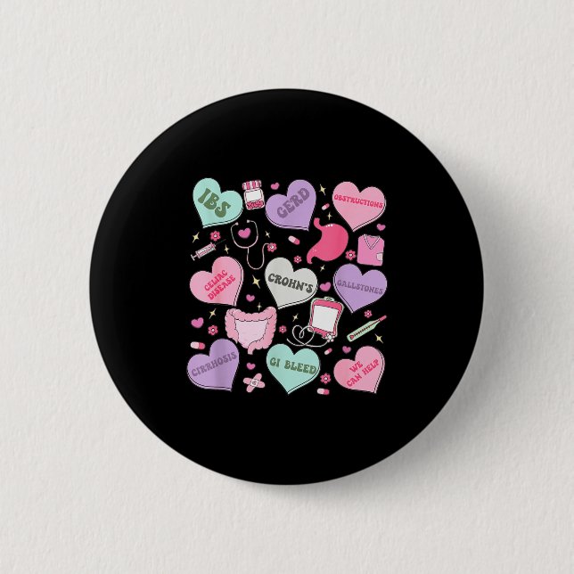 Digestive Divas Gastroenterology Nurse Valentine E Button (Front)