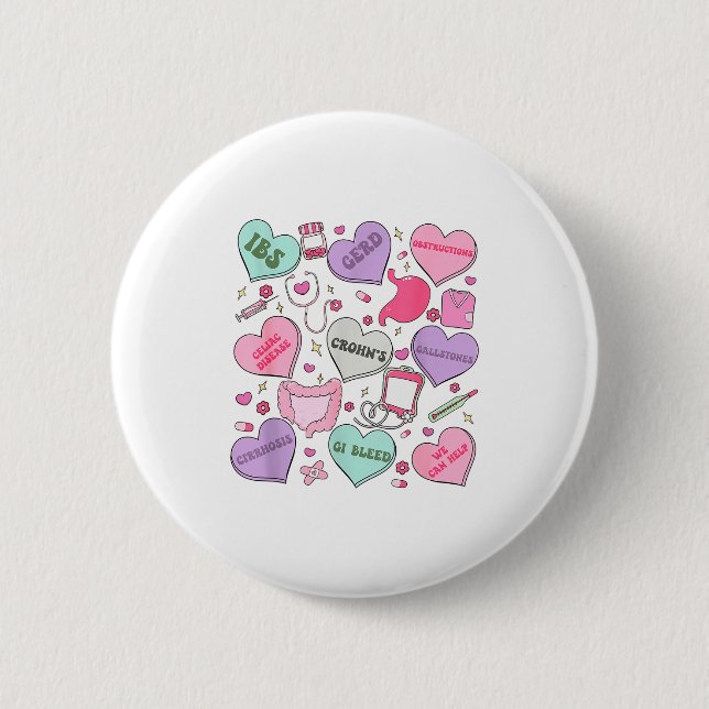 Digestive Divas Gastroenterology Nurse Valentine E Button (Front)
