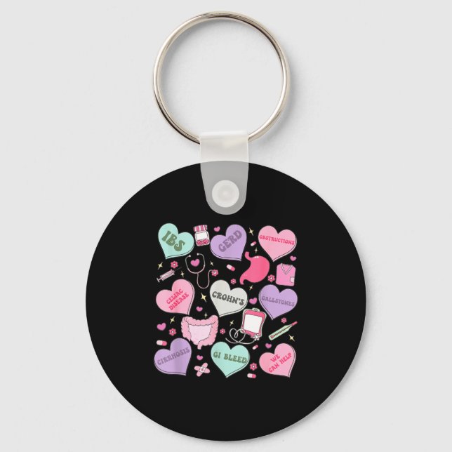 Digestive Divas Gastroenterology Nurse Valentine E Keychain (Front)