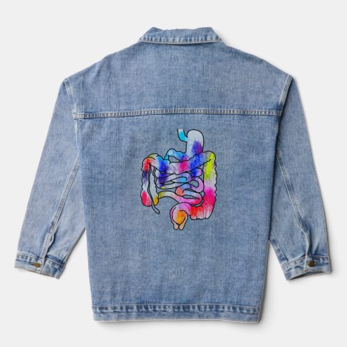 Digestive System Gastrointestinal Tract Watercolor Denim Jacket