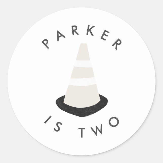 Digger Construction Birthday Party Cone Sticker (Front)