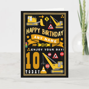 Digger Construction Personalised Birthday Card