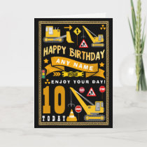 Digger Construction Personalized Birthday Card