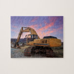 Digger Excavator Sunrise Jigsaw Puzzle<br><div class="desc">This puzzle features a stunning photo of a digger excavator sunrise. Add your own custom message to make this design your own! Photography created by award-winning artist Maria Jeffs.</div>