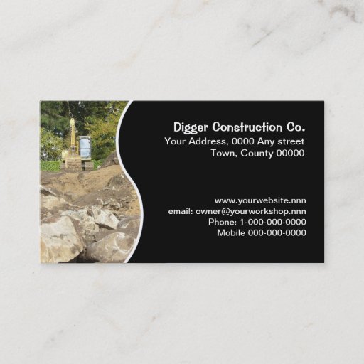 Customizable Yellow excavator business card
