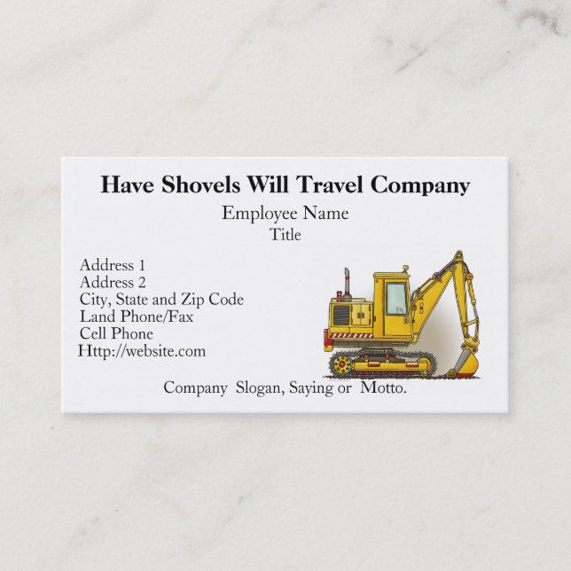 Digger Shovel Business Cards (Front)