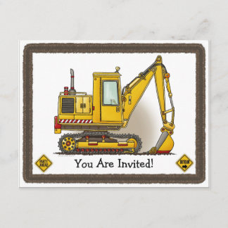 Digger Shovel Kids Party Invitation