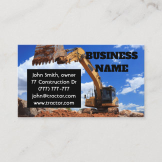 Digger Tractor Black Business Card