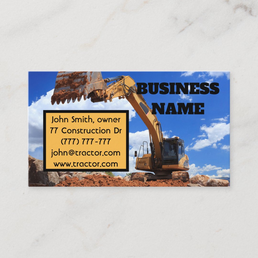 Digger Tractor Business Card | Zazzle