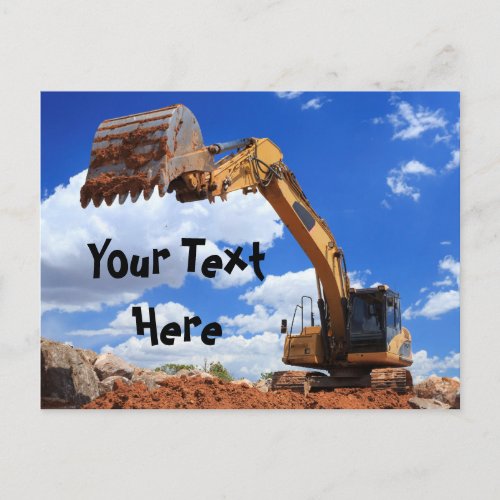 Digger Tractor Custom Message Postcard