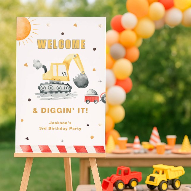 Diggin’ It Construction Brithday Party Welcome Foam Board (Creator Uploaded)