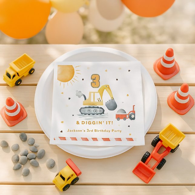 Diggin’ It Yellow Construction Brithday Party Napkins (Creator Uploaded)