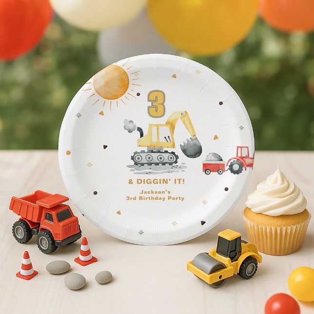 Diggin’ It Yellow Construction Brithday Party Paper Plates (Creator Uploaded)