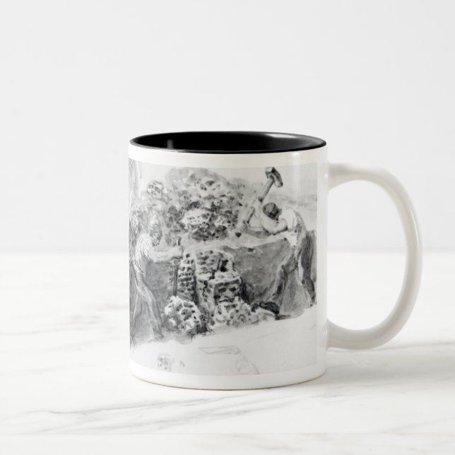 Digging a hole for the foundations Two-Tone coffee mug (Right)