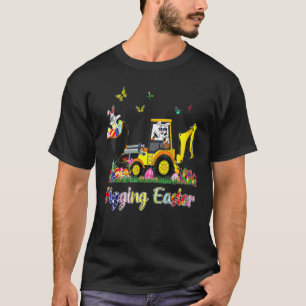 Digging Easter Bunny Toddler Boy Egg Hunt Tractor  T-Shirt
