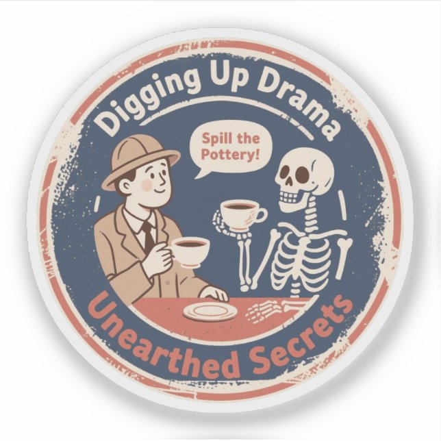 Digging Up Drama Archaeology Humor Sticker (Front)