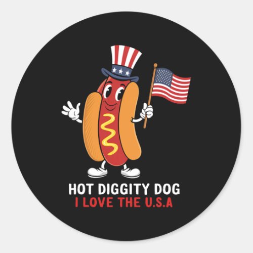 Diggity Dog I Love The Usa Patriotic Hot_dog 4th O Classic Round Sticker