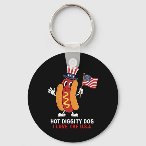 Diggity Dog I Love The Usa Patriotic Hot_dog 4th O Keychain