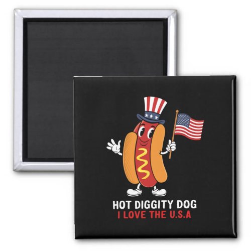 Diggity Dog I Love The Usa Patriotic Hot_dog 4th O Magnet