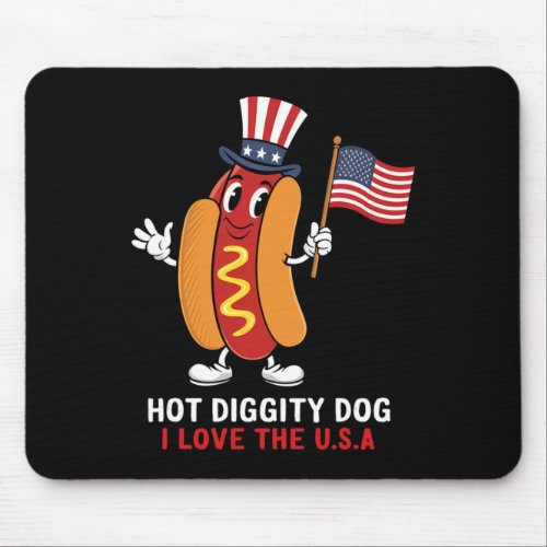 Diggity Dog I Love The Usa Patriotic Hot_dog 4th O Mouse Pad