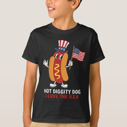 Diggity Dog I Love The Usa Patriotic Hot_dog 4th O T_Shirt