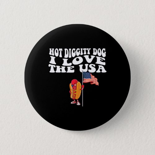 Diggity Dog Usa American Flag 4th Of July Fourth  Button