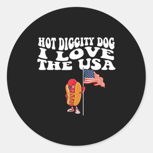 Diggity Dog Usa American Flag 4th Of July Fourth  Classic Round Sticker