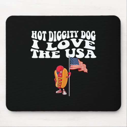 Diggity Dog Usa American Flag 4th Of July Fourth  Mouse Pad