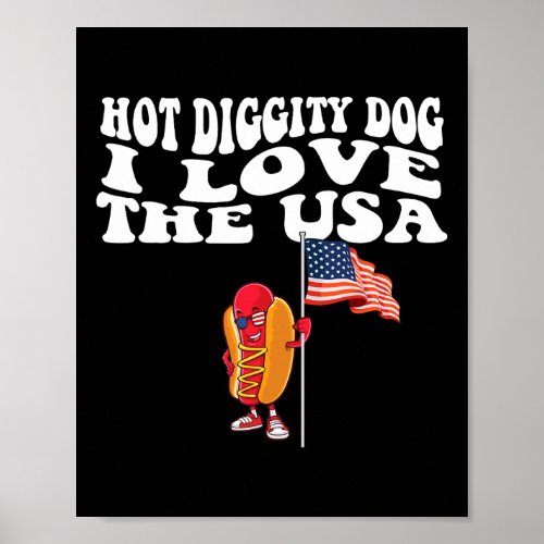 Diggity Dog Usa American Flag 4th Of July Fourth  Poster