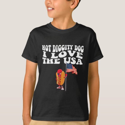 Diggity Dog Usa American Flag 4th Of July Fourth  T_Shirt