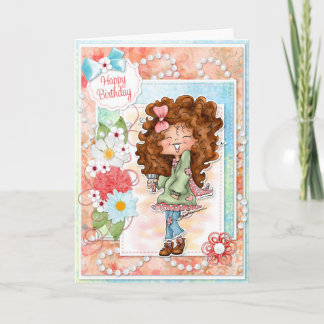 Digi Doodles Ginger Peach Birthday Card