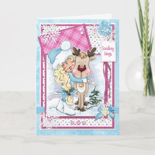 Digi Doodles Sending Reindeer Hugs Greeting Card